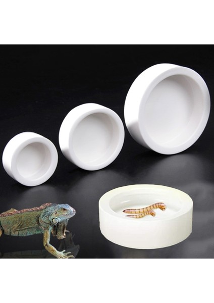 8FP600004 Stili S Beden Kaplumbağa Su ve Yiyecek Kabı Mini Yuvarlak Kaplumbağa Mealworms Kasesi Gecko Hermit Crab Reptirock Kaplumbağa Evcil Hayvan Besleme Malzemeleri (Yurt Dışından)