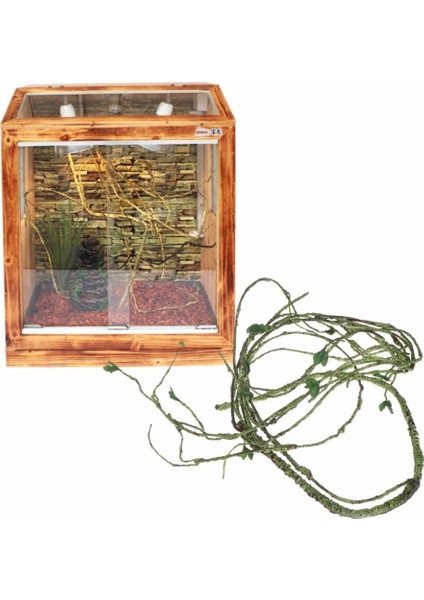 S Tarzı Yapay Rattan Sürüngen Kutu Kasa Dekorasyonu Kertenkele Yeşil Bitkiler Orman Habitat Sürüngenler Amfibiler Malzemeleri (Yurt Dışından) modelleri