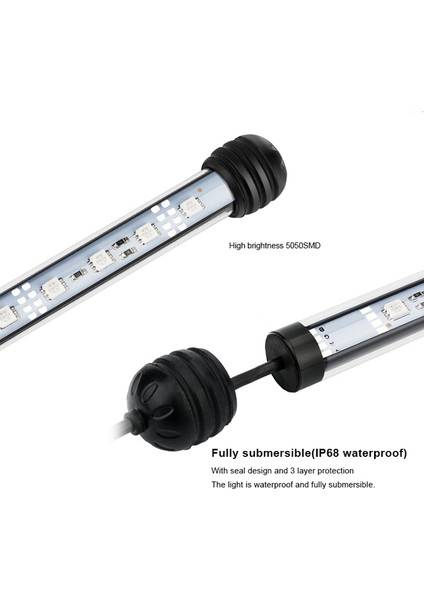 Uzak Stil ile 48 cm Rgb Su Geçirmez LED Akvaryum Aydınlatma Balık Tankı Işık Barı Mavi Beyaz Daldırma Sualtı Lamba Işık Akvaryum Dekorasyonu (Yurt Dışından)