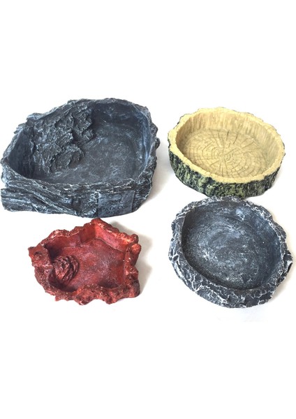 Koyu Gri Tarzı 8X8X2CM Reçine Pet Aracı Kase Toksik Olmayan Yem Kazanı Sürüngen Kaplumbağa Akrep Kertenkele Tırmalama Evcil Hayvan Malzemeleri (Yurt Dışından)