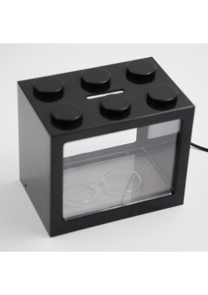 Siyah Stil USB Mini Balık Tankı Betta Mini Akvaryum LED Işıklı Yaratıcı Yapı Taşı Ev Ofis Çay Masası Süsleme Balık Yem Kutusu (Yurt Dışından) modelleri