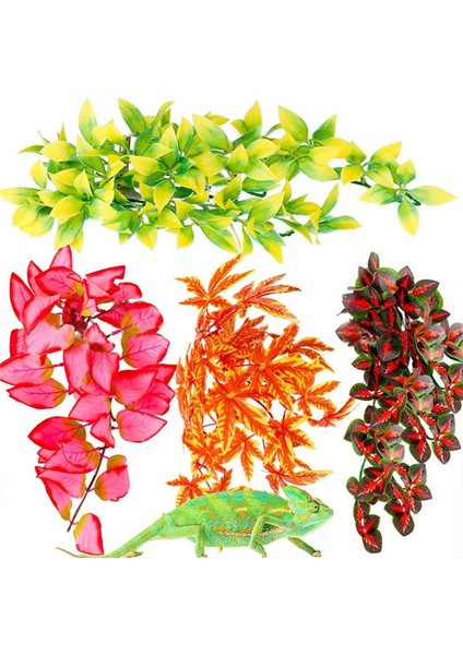 4 ADET-30CM Tarzı Simülasyon Bitki Süsü Kertenkele Üretim Kutusu Tırmanma Kertenkeleler Kertenkeleler Gecko Habitat Dekorasyon Bitkisi Hasır Pet Malzemeleri (Yurt Dışından)