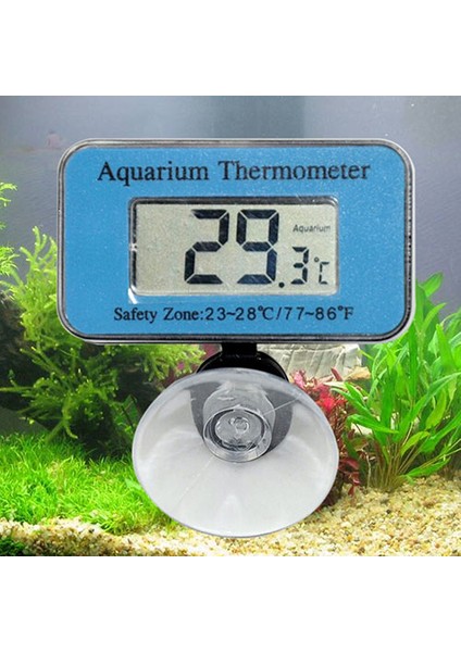 Mavi Stil Mini Kullanışlı Dijital LCD LED Ekran Akvaryum Balık Tankı Su Geçirmez Daldırma Termometre Sensör Higrometre Ölçer (Yurt Dışından)