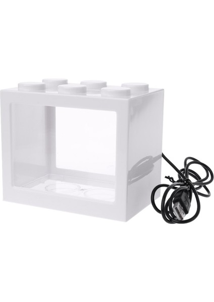 Beyaz Tarzı M Beden USB Mini Akvaryum Balık Tankı LED Lamba Işıklı Beta Balığı Kavgası Silindir (Yurt Dışından)