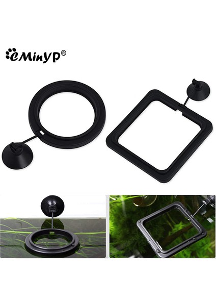 Siyah Kare Stili Akvaryum Balığı Yüzük Balık Tankı Marikültür Balıkları Yüzen Yem Halkası Guppy Betta Altın Balık Için Emiş Kupası ile - (Yurt Dışından) fırsatları