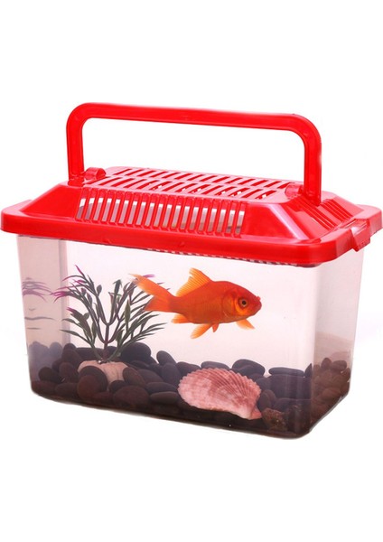 L(18X11X11CM) Stili 1 Adet Şeffaf Plastik Japon Balığı Tankı Kaplumbağa Tankı Hamster Kutusu Kafes Kase Balıkçılık Akvaryum Taşınabilir Pet Ürünleri Rastgele Renk (Yurt Dışından)