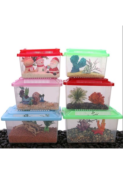 L(18X11X11CM) Stili 1 Adet Şeffaf Plastik Japon Balığı Tankı Kaplumbağa Tankı Hamster Kutusu Kafes Kase Balıkçılık Akvaryum Taşınabilir Pet Ürünleri Rastgele Renk (Yurt Dışından) fiyatları