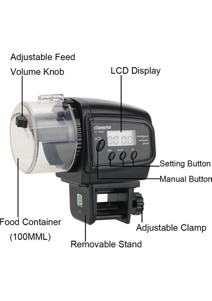 D Stili 100ML Otomatik Balık Yemleyici Zamanlayıcı Doldurma Cihazı LCD Ekran Akvaryum Balık Yemleyici Için Akvaryum Balık Tankı Otomatik Yemleyiciler (Yurt Dışından) fırsatları