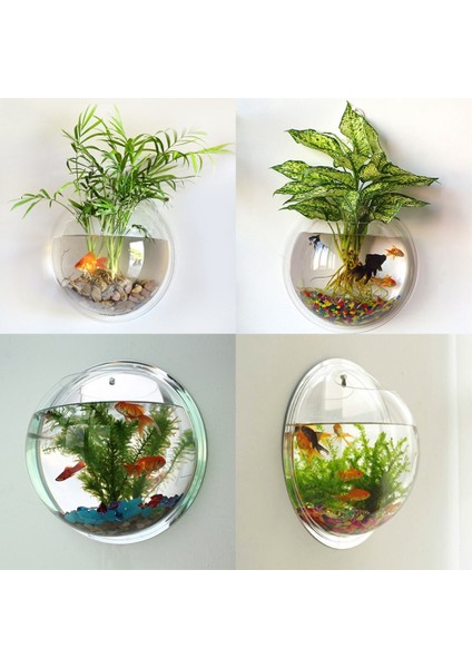 Stili Temizle 22,5 cm Akrilik Balık Kase Duvara Asılı Akvaryum Tankı Ev Dekorasyonu (Yurt Dışından) fiyatları