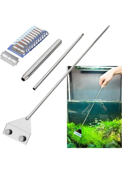 Filtre Ağı Torbası Beyaz Tarzı Yeni Paslanmaz Çelik Akvaryum Balık Tankı Yosun Jilet Kazıyıcı Bıçak Suda Bitki Ot Çalışma Çoklu Araç Temizleyici Kiti (Yurt Dışından)