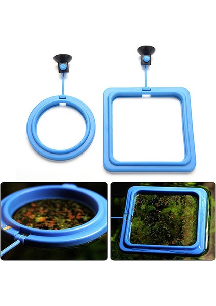 Yuvarlak Şekil Stili 8X8CM 1 Adet Akvaryum Yemleme Halkası Balık Tankı Istasyonu Yüzen Yem Tepsisi Kare Daire Aksesuarı Su Bitkisi Batma Emniyeti Emme Kupası (Yurt Dışından) fırsatları