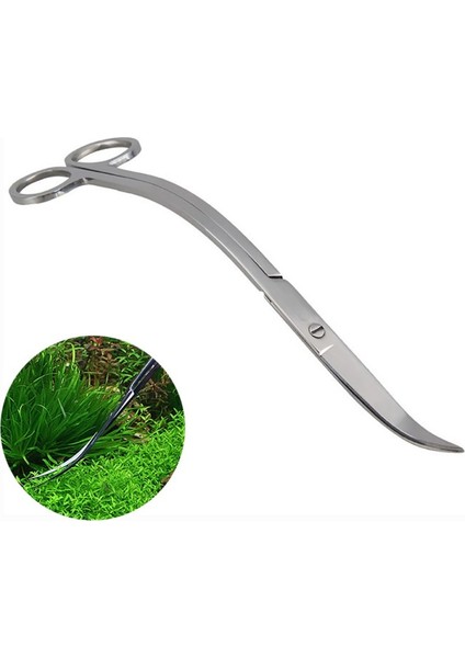 Gümüş Tarzı L Beden 10'' Bitki Tankı Dalga Veya Kıvrımlı Sucul Akvaryum Paslanmaz Çelik Makas Su Otçuluğu Su Yosunu Kesici Makas Temizleme Aracı (Yurt Dışından)