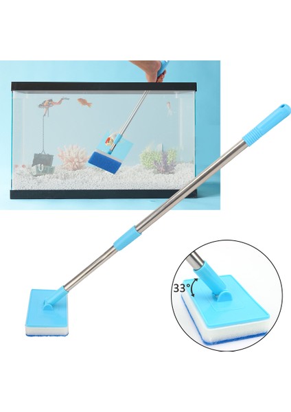 3 Yedek Fırça Stili Çift Taraflı Sünger Temizlik Fırçası Akvaryum Balık Tankı Cam Pencere Yosunu 180° Ayarlanabilir Süper Uzun Sap Temizleyici Süpürge (Yurt Dışından) fiyatları