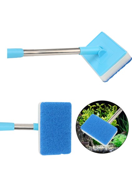 3 Yedek Fırça Stili Çift Taraflı Sünger Temizlik Fırçası Akvaryum Balık Tankı Cam Pencere Yosunu 180° Ayarlanabilir Süper Uzun Sap Temizleyici Süpürge (Yurt Dışından) indirimleri