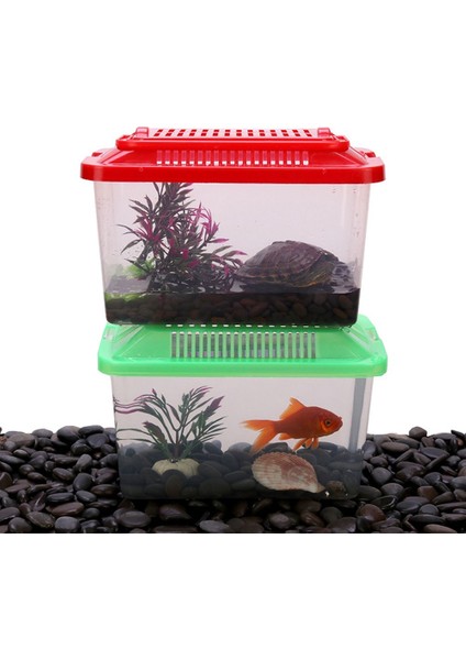 S(13X9X9CM) Stili Taşınabilir Kafes Kapları Plastik Akvaryum Şeffaf Kaplumbağa Tankı Hamster Kafesi Evcil Hayvan Ürünleri Japon Balığı Tankı (Yurt Dışından) indirimleri