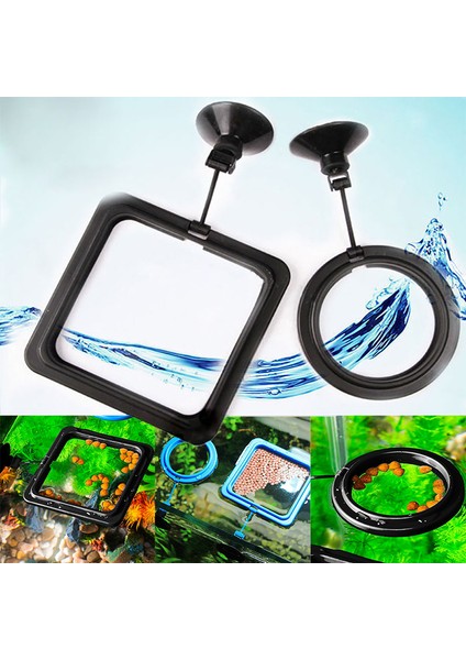 Mavi Kare Stili Akvaryum Zil Halka Balık Tankı Istasyonu Yüzen Yem Tepsisi Kare Daire Aksesuar Su Bitkisi Batma Emme Kupası (Yurt Dışından) fiyatları