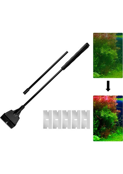 M Tarzı Paslanmaz Çelik Akvaryum Balık Tankı Yosun Temizleyici Bıçak Sucul Bitki Çim Temizleme Kiti Cam Balık Tankı Temizleme Fırçası (Yurt Dışından) fiyatları