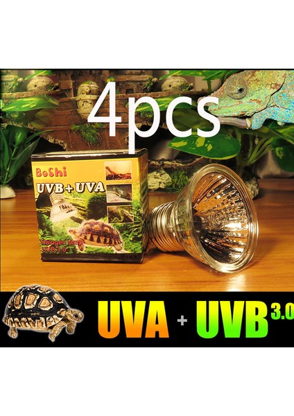 25W X4 220V Stili 4'lü Sürüngen Vivaryum Güneş Isı Tungsten Halojen Uvb + Uva Fırın Lamba Ampulü 110V 220V - Geniş Spektrum Işık Yayar (Yurt Dışından) fiyatları