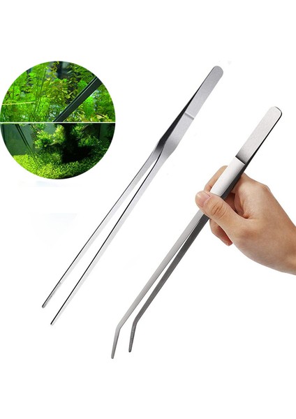 Düz Stil 27CM Akvaryum Cımbız Bitki Paslanmaz Çelik Tank Cımbızı Balık Tankı Suda Yaşayan Doğru Dirsek Kuvvetpençesi Kelepçe Balık ve Suda Yaşayan Evcil Hayvan Malzemeleri (Yurt Dışından)