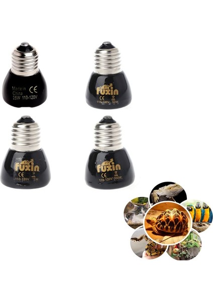 100W Tarzı Evcil Isıtma Işığı 25W 50W 75W 100W Mini Kızılötesi Seramik Isıtıcı Lamba Ampul Siyah Kertenkele Evcil Hayvan Yavruları Için (Yurt Dışından)