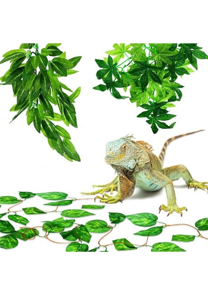 Sarı Stil Sürüngen Kertenkeleler Terraryum Süsü Yapay Akvaryum Balık Tankı Bitki Sahte Asılı Gerçekçi Yapay Asma Yaprağı Evcil Hayvan Malzemeleri (Yurt Dışından)