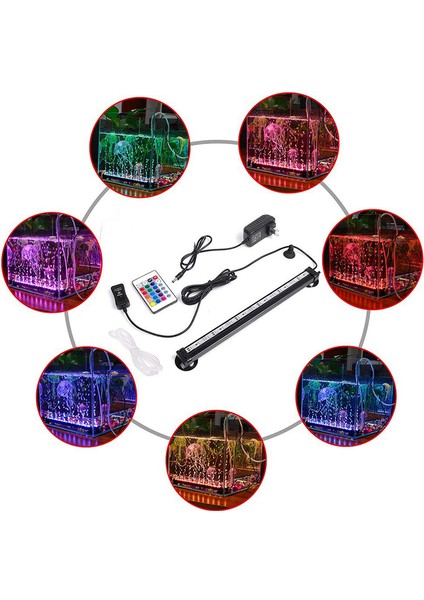 47CM Ab Fiş Stili Rgb LED Akvaryum Lambası Balık Tankı Daldırılabilir Lamba Su Ürünleri Hava Kabarcığı Oksijen Lambası Ab Abd Fişi (Yurt Dışından)