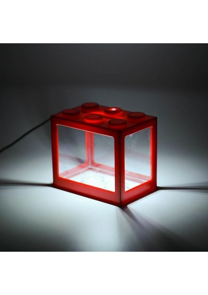 Beyaz Stil USB Mini Balık Tankı Betta Mini Akvaryum LED Işıklı Yaratıcı Yapı Taşı Ev Ofis Çay Masası Süsleme Balık Yem Kutusu (Yurt Dışından) fırsatları