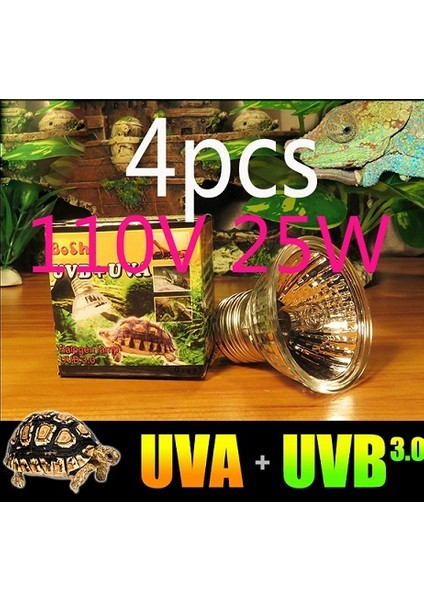 25W X4 110V Stili 4'lü Sürüngen Vivaryum Güneş Isı Tungsten Halojen Uvb + Uva Fırın Lamba Ampulü 110V 220V - Geniş Spektrum Işık Yayar (Yurt Dışından)