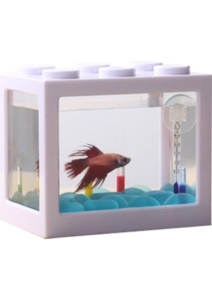 Yeşil Stil USB Mini Balık Tankı Betta Mini Akvaryum LED Işıklı Yaratıcı Yapı Taşı Ev Ofis Çay Masası Süsleme Balık Yem Kutusu (Yurt Dışından) indirimleri