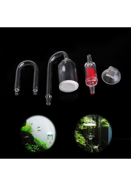 Balık Tankı Akvaryum Co2 Difüzör Kontrol Valfi U Şekilli Cam Tüp Emme Kupası Kiti (Yurt Dışından)