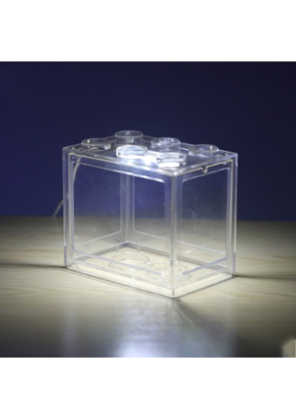 Stili Temizle Beyaz Işıklar Renk 1l USB LED Masaüstü Mini Akvaryum Balık Tankı Lambası Betta Balık Kavgası Silindir Dekorasyon Küçük Yaratıcı Balık Tankı Blokları Yığılmış (Yurt Dışından)