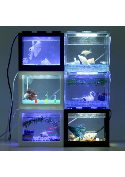 Kırmızı Stil USB Mini Akvaryum Balık Tankı LED Lamba Işıklı Ev Ofis Masaüstü Dekorasyonu Dropship (Yurt Dışından) modelleri