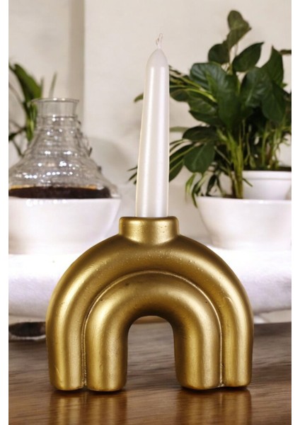 Şamdan Mumluk Dekoratif Mumluk Tealight Mumluk Altın Eskitme Renk Model 43