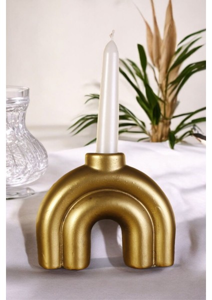 Şamdan Mumluk Dekoratif Mumluk Tealight Mumluk Altın Eskitme Renk Model 43