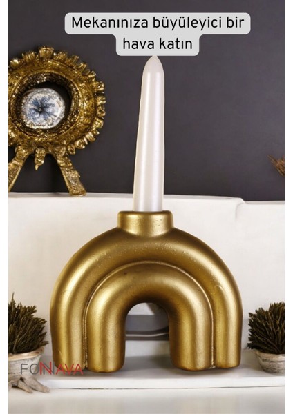 Şamdan Mumluk Dekoratif Mumluk Tealight Mumluk Altın Eskitme Renk Model 43