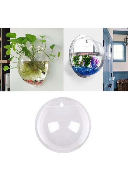 3D Akrilik Duvara Monte Edilebilir Mini Şeffaf Balık Tankı Akrilik Duvara Monte Edilebilir Akvaryum Japon Balığı Monte Edilebilir Bitki Etiket Dekor (Yurt Dışından)