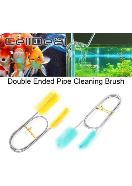 Beyaz Stil 90CM Döner Spiral Boru Temizleme Fırçası Çift Başlı Yumuşak Balık Tankı Hava Tüpü Hortum Dış Filtre Akvaryum Malzemesi (Yurt Dışından) modelleri