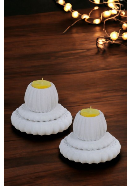 Şamdan Mumluk Dekoratif Mumluk Tealight Mumluk Model 1 Ikili Mumluk