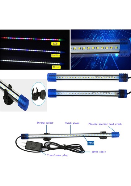 Mavi ve Beyaz Tarzı 40CM Ac 4W Su Geçirmez Akvaryum Işıkları LED Balık Tankı Işık Sualtı Balık Lambası Akvaryum Dekorasyon Aydınlatma Bitki Lambası (Yurt Dışından) indirimleri
