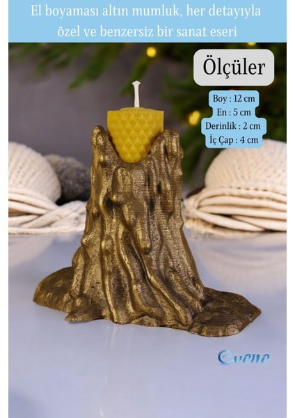 Altın Eskitme Mumluk Şamdan Ince Mum Uyumlu Model 2