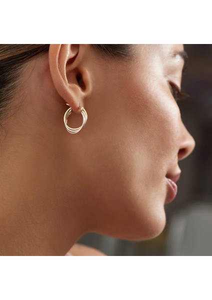 Üç Renkli Altın Halka Küpe fiyatları