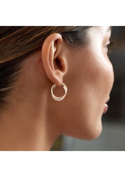 Üç Renkli Altın Halka Küpe modelleri