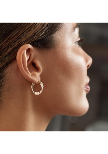 Üç Renkli Altın Halka Küpe fırsatları