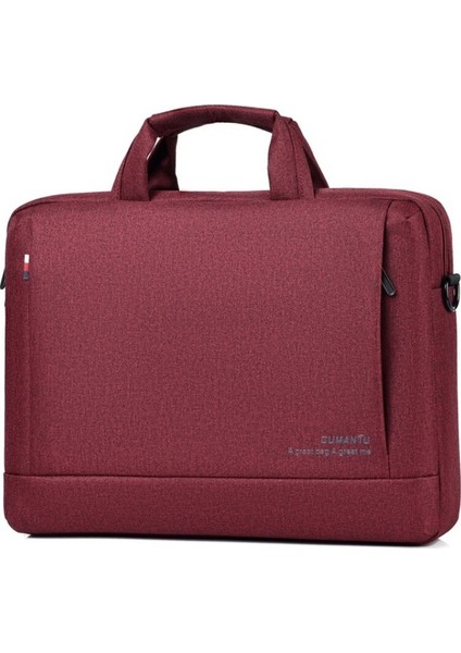 Oumaantu 020 Oxford Kumaş Laptop Omuz Çantası Wine 13-14 Inç Kırmızı