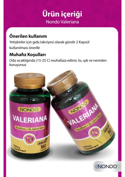 Valeriana Kedi Otu Jumbo Boy 180 Kapsül (Pasiflora, Sarı Kantaron)