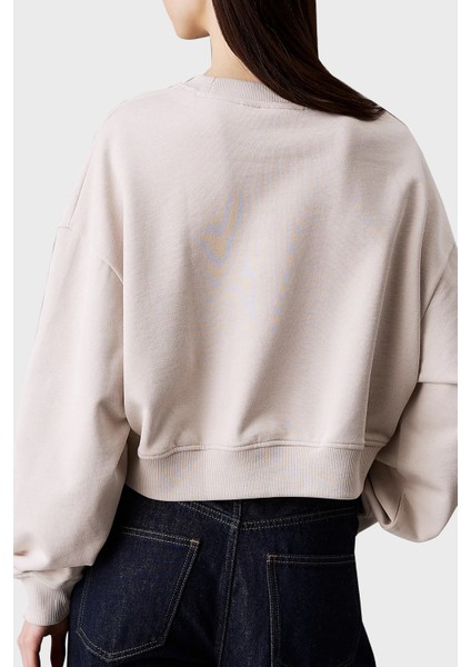 Pamuk Relaxed Fit Bisiklet Yaka Crop Sweat J20J224743PDH Bayan Sweat J20J224743 Pdh