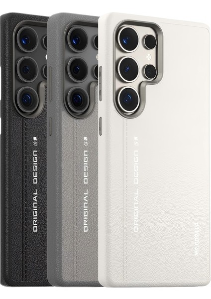 Samsung S25+ Uyumlu Premium Leather Gri Deri Telefon Kılıfı