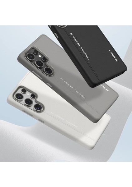 Samsung S25+ Uyumlu Premium Leather Gri Deri Telefon Kılıfı