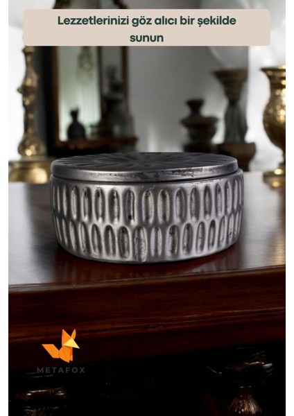 Şekerlik Kapaklı Kase Kurabiyelik Kapaklı Şekerlik Gümüş Eskitme Renk Model 15 fırsatları