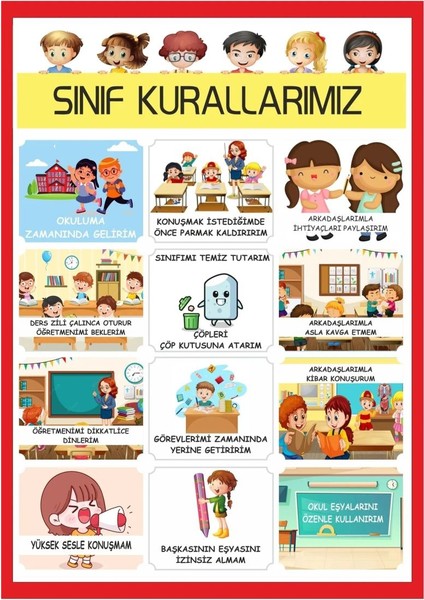 Sınıf Kuralları A3 Pvc Kaplı 30X42 cm Afiş